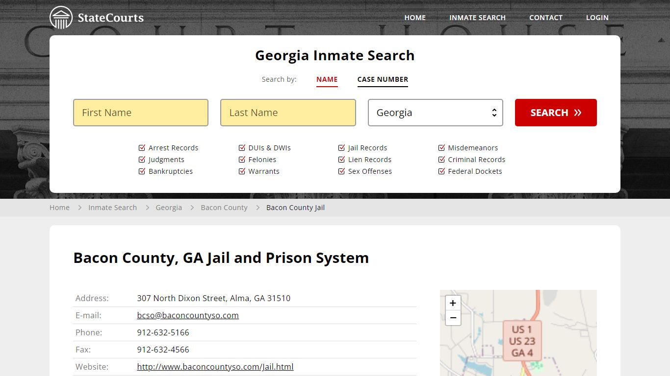 Bacon County Jail Inmate Records Search, Georgia - StateCourts